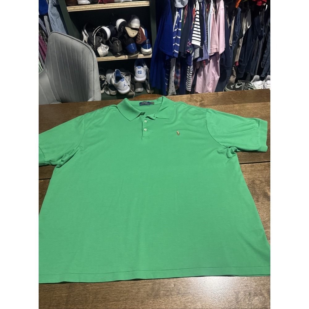 Polo Ralph Lauren Polo Shirt Mens 2XB Green Short Sleeve Pony Logo Cotton